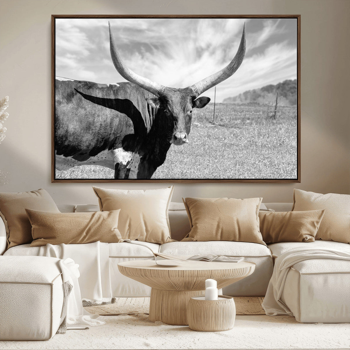 Cattle Wall Art Longhorn Cow Canvas Print