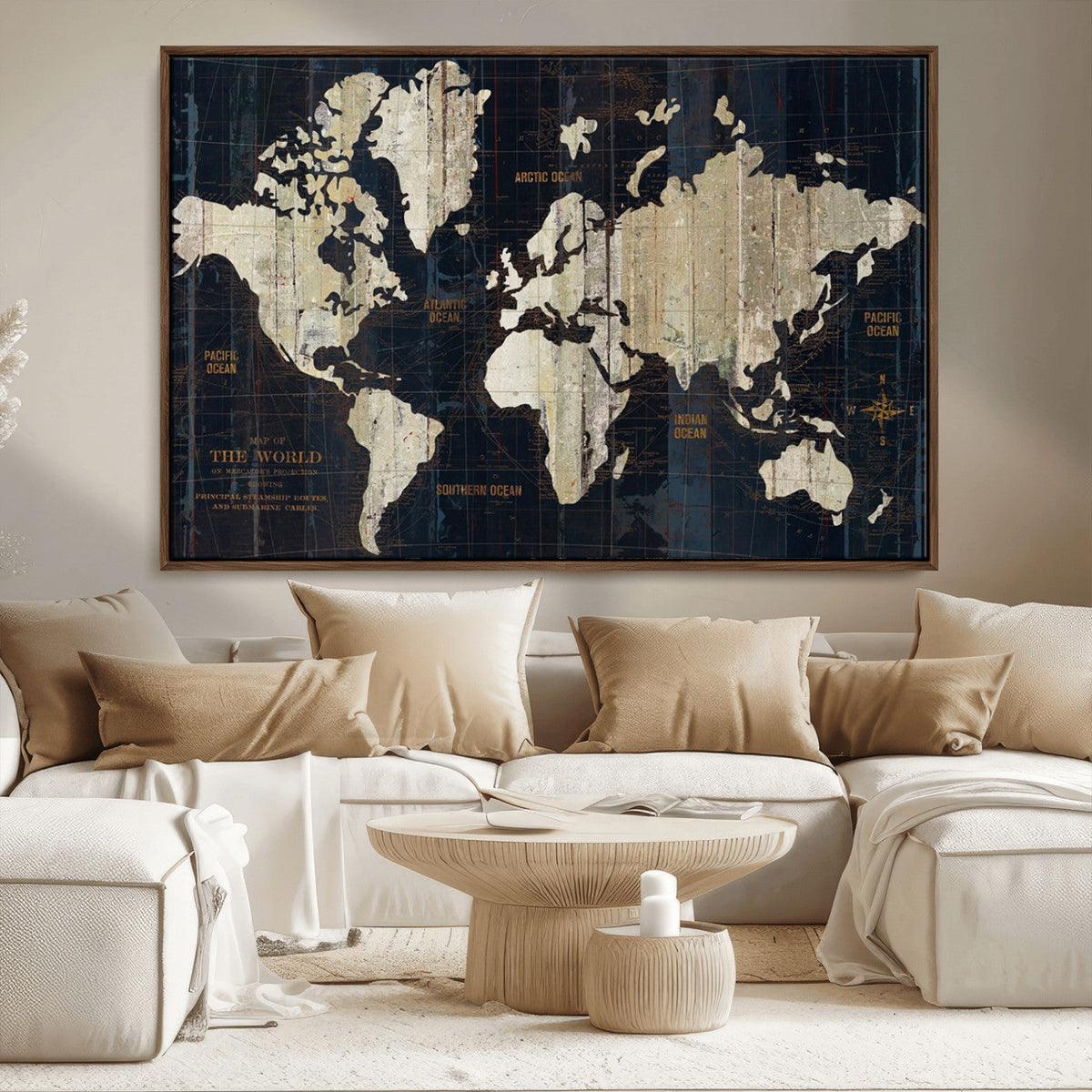 Antique Old World Map Wall Art Canvas Print