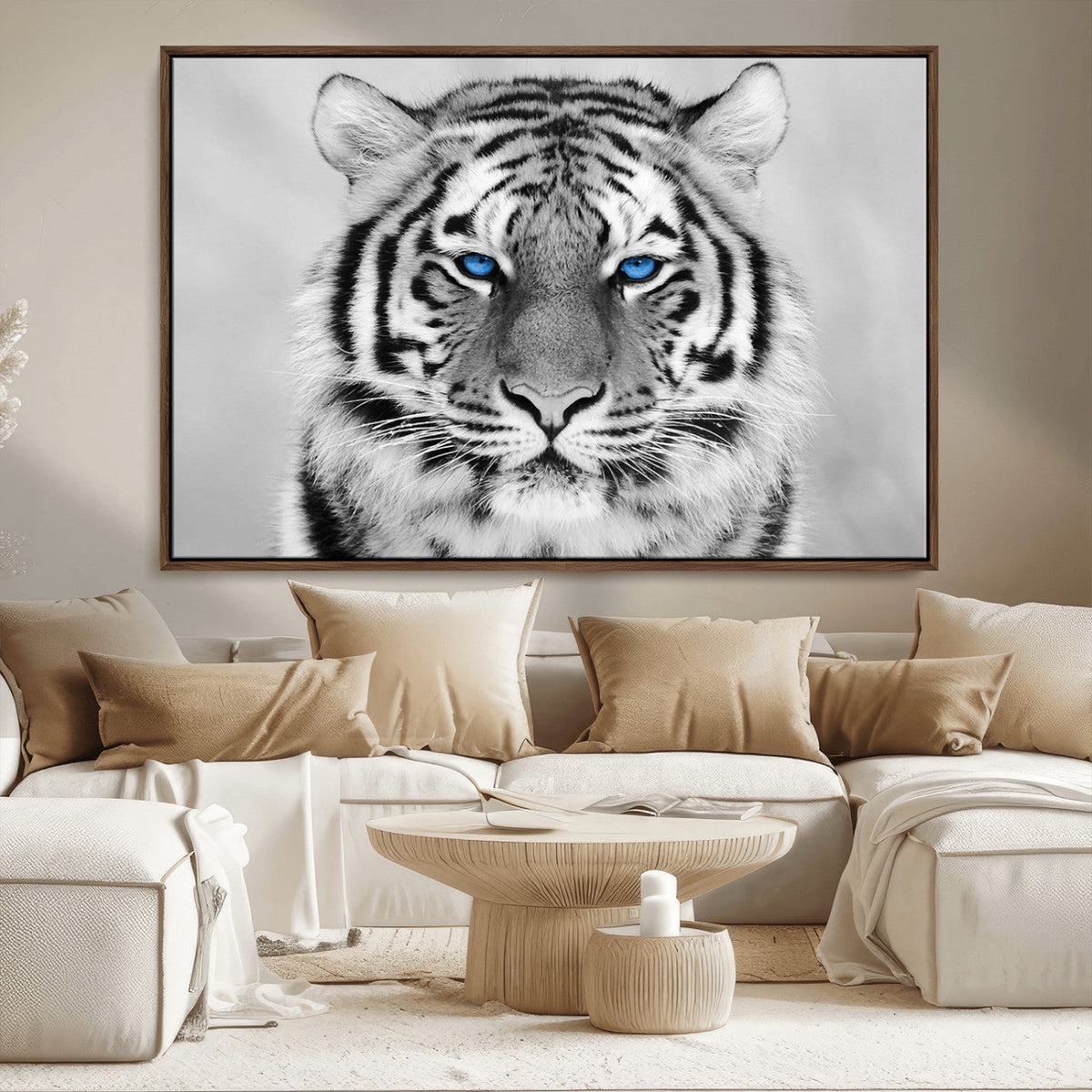 Black and White Tiger Wall Art Animal Canvas Print