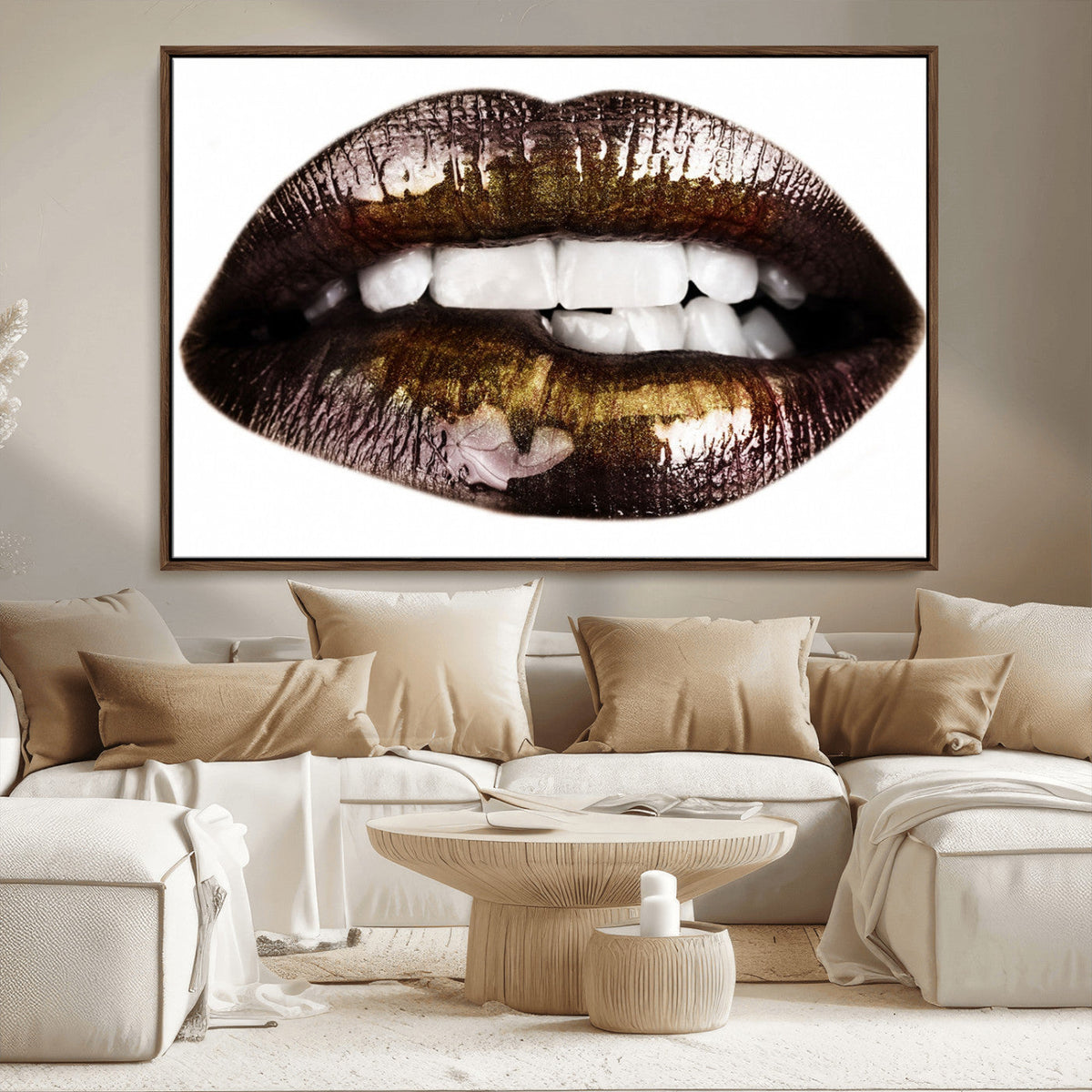 Close Up Lips Wall Art Canvas Print