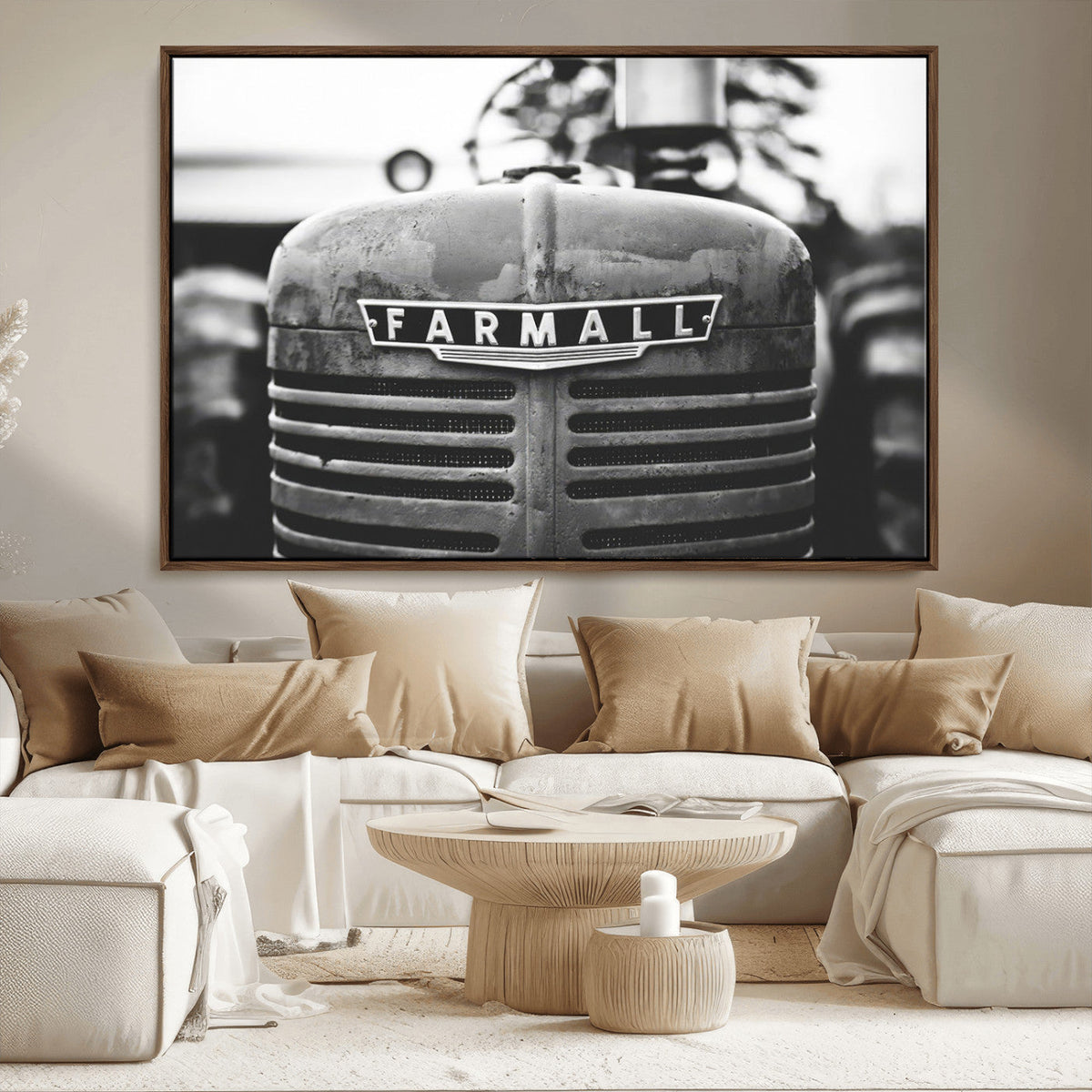 Vintage Farmall Tractor Wall Art Canvas Print, Rustic