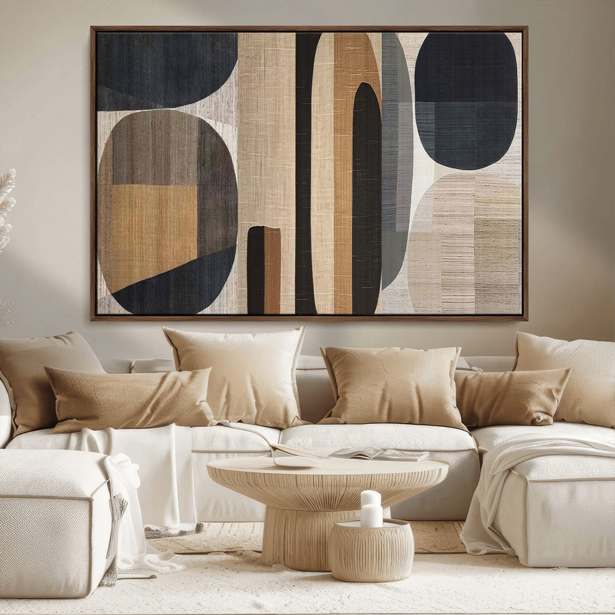 Abstract Minimalist Canvas Wall Art - Neutral Geometric