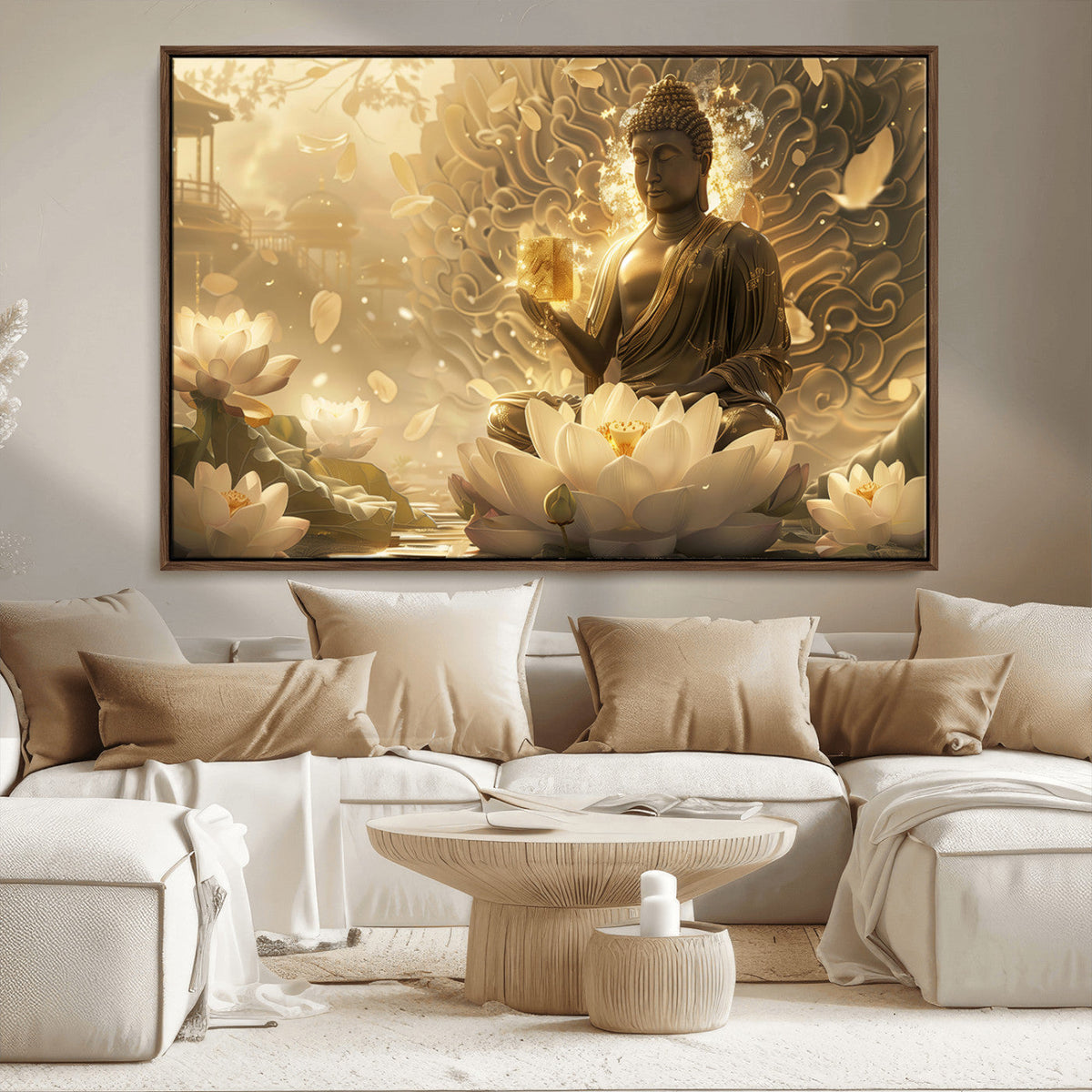 Golden Buddha Wall Art | Yoga Room Decor and Meditation Room