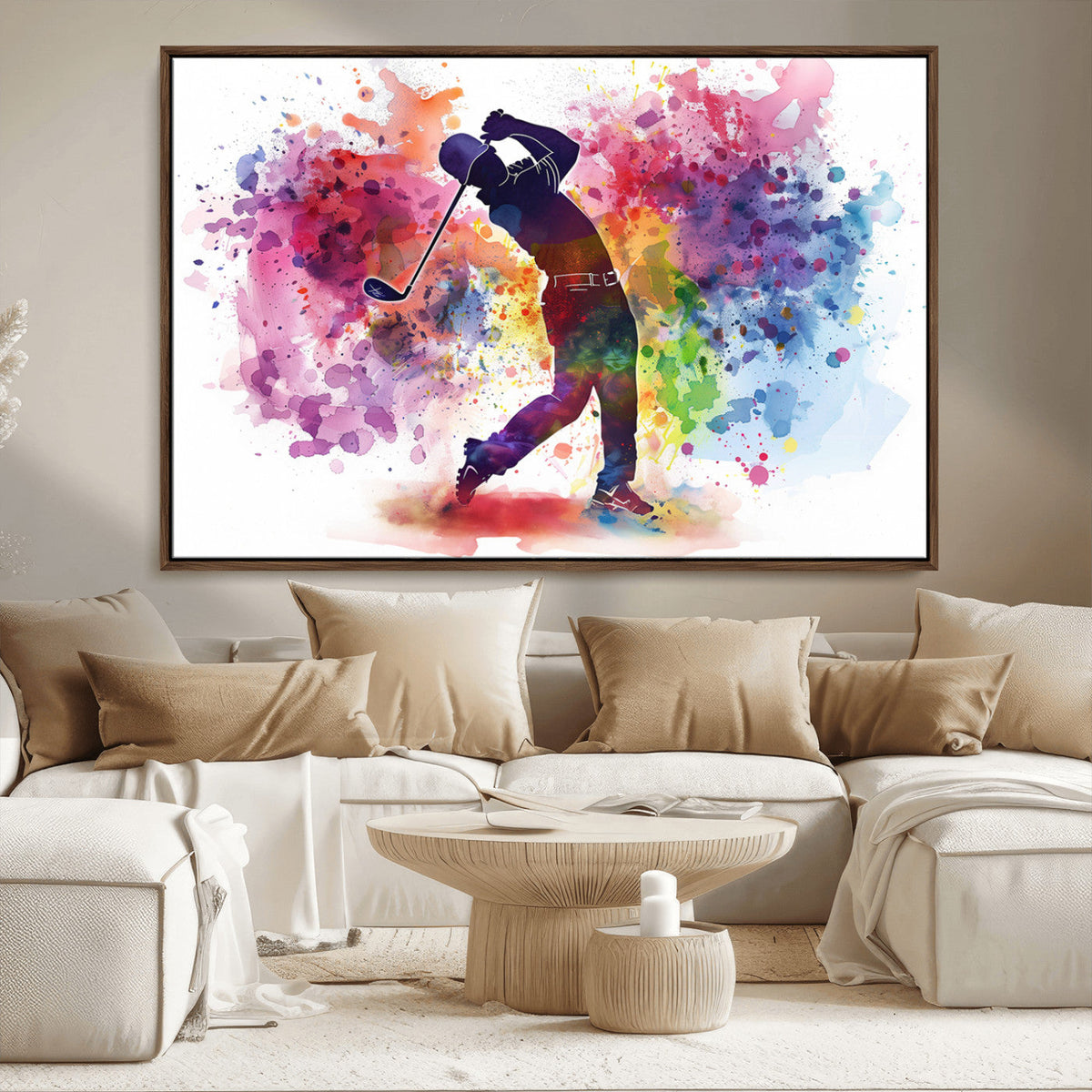 Colorful Golfer Swing Wall Art Canvas Print - Ready to Hang,