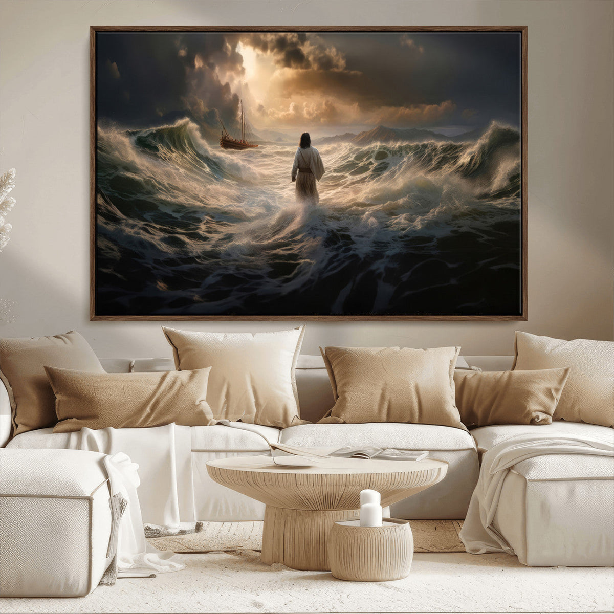 Jesus Walking on Water Wall Art Canvas Print - Religious