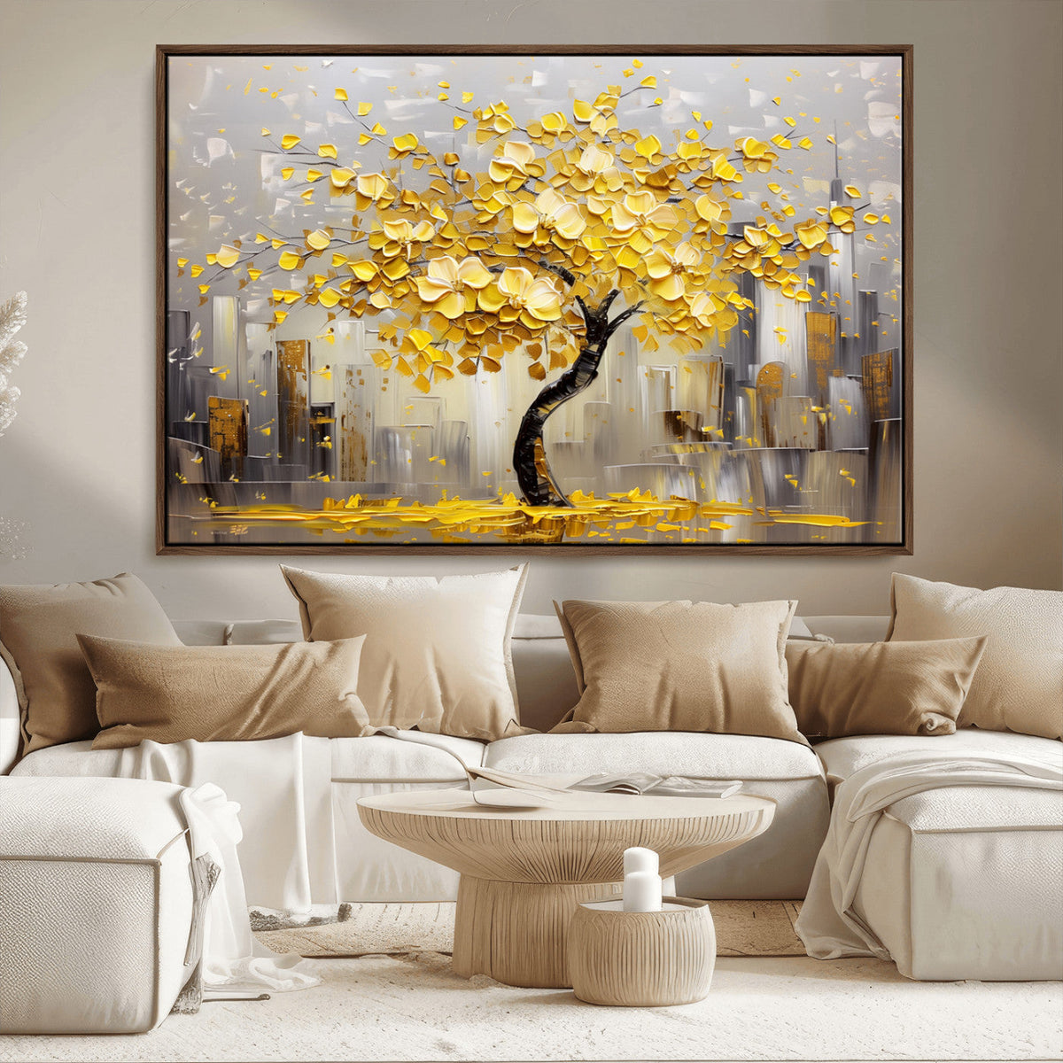 Golden Tree Canvas Print | Abstract Wall Art for Modern
