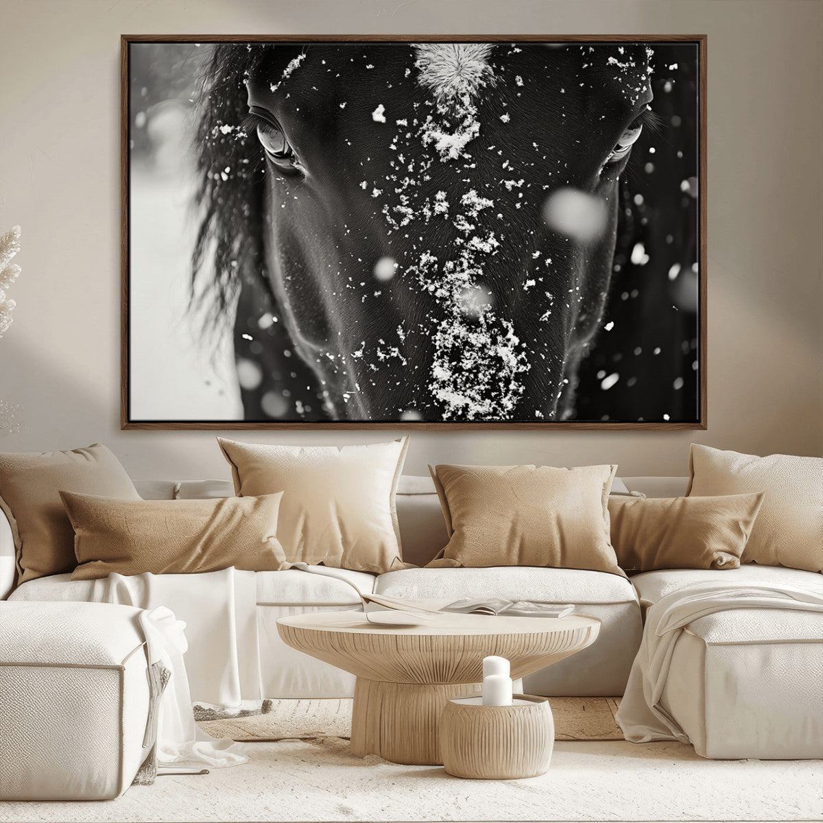 Winter Horse Snow Wall Art Canvas Print