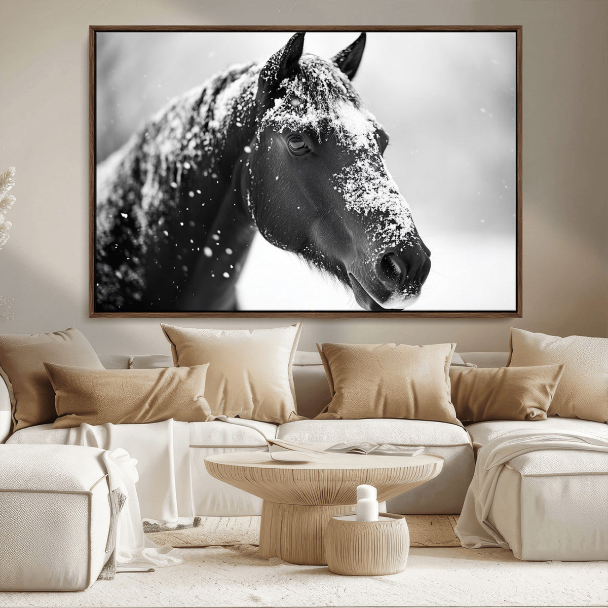 Horse Canvas Print - Winter Horse Snow Wall Art Canvas Print