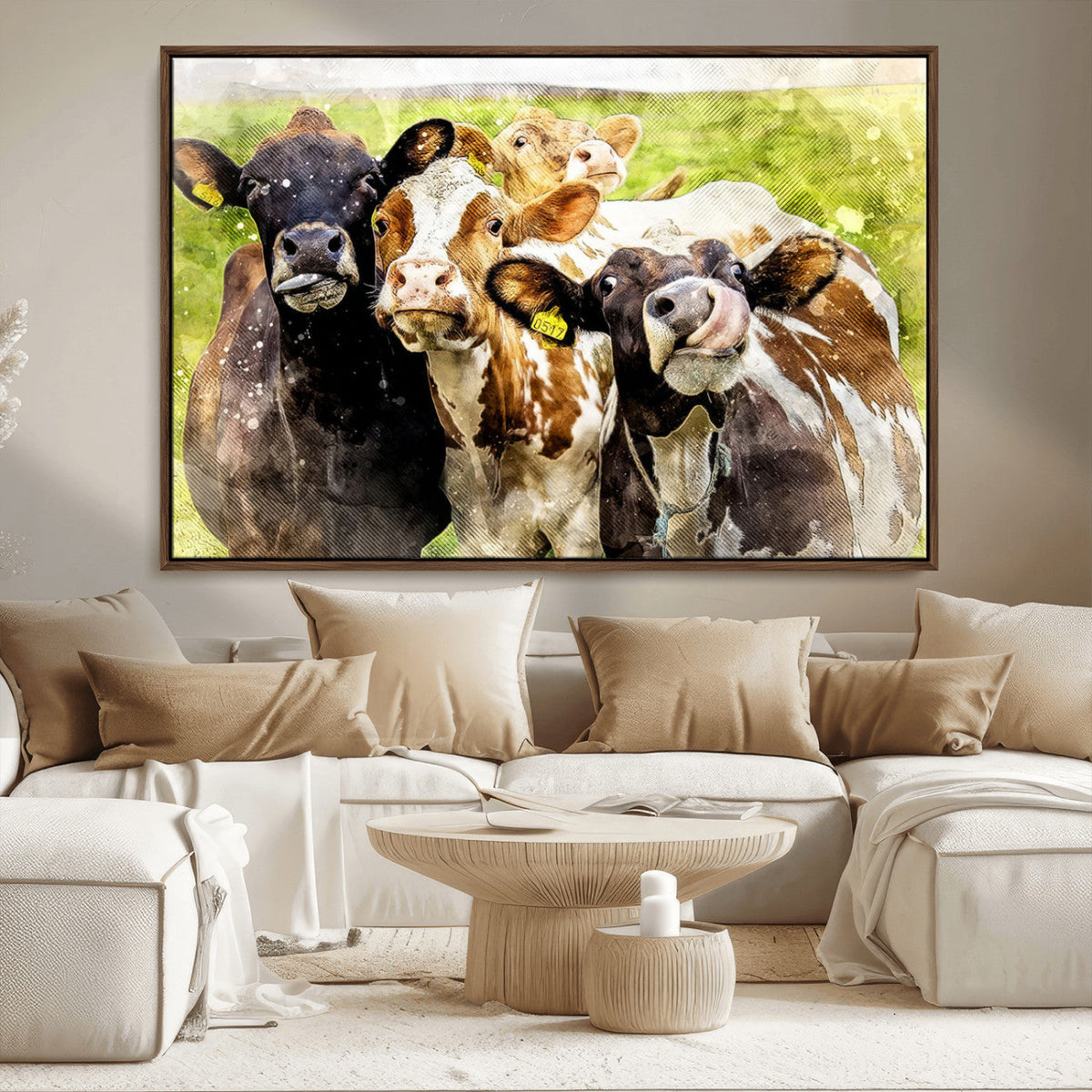 Curious Cows Farmhouse Wall Art | Ready to Hang and Framed