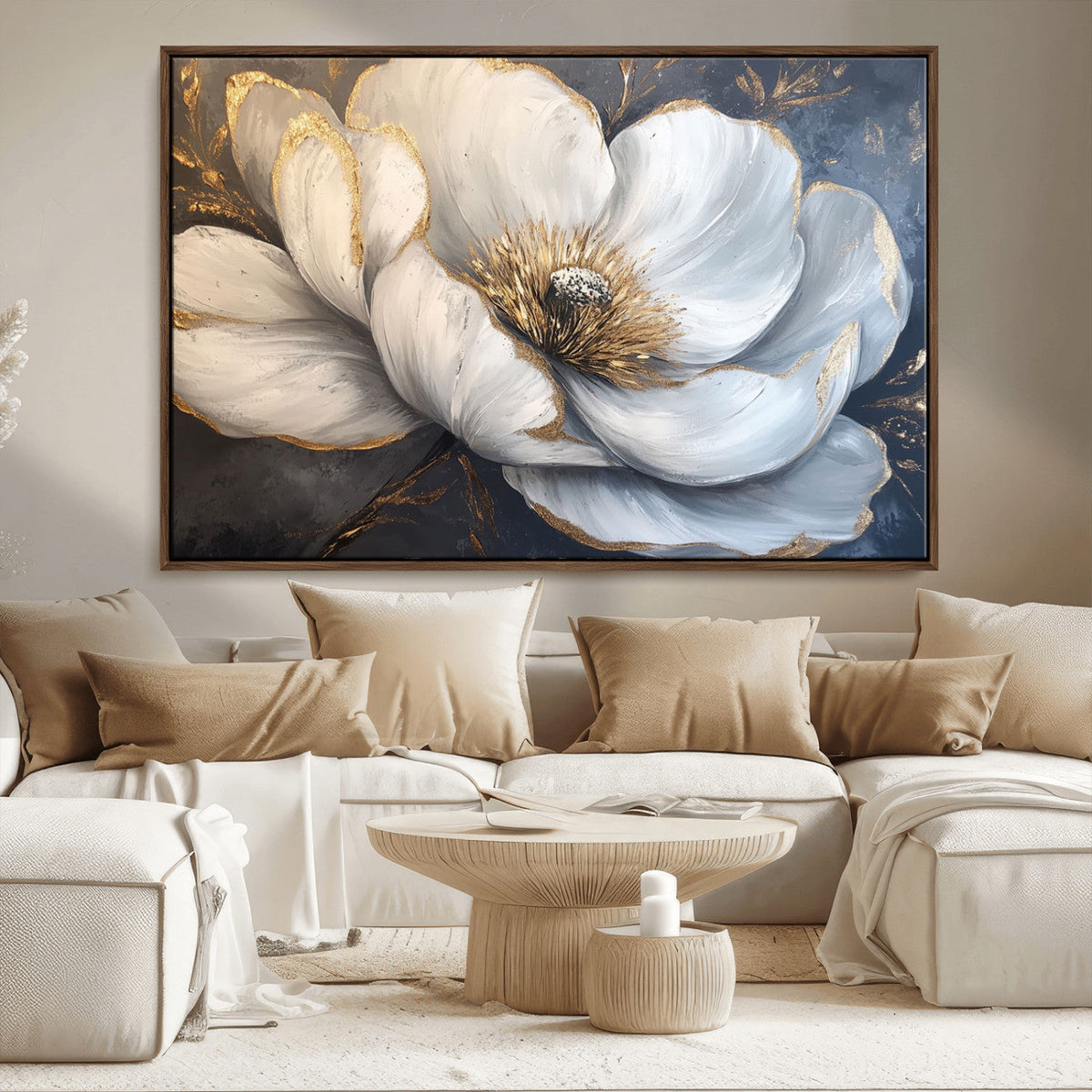 White Magnolia Flower Wall Art Canvas Print | Abstract