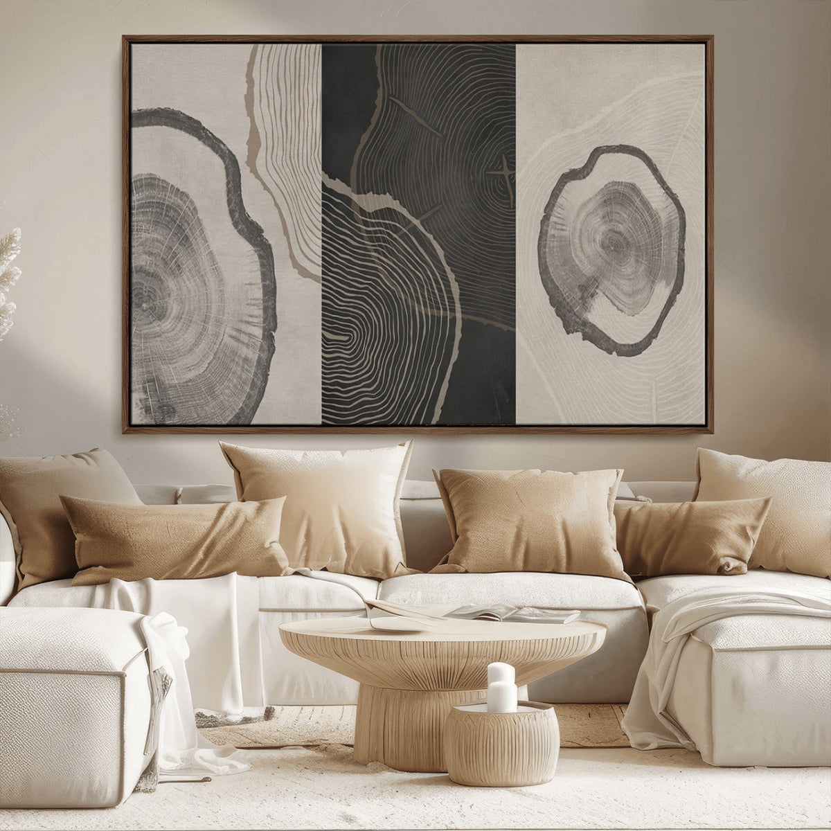 Minimalist Tree Rings Wall Art | Modern Abstract Canvas