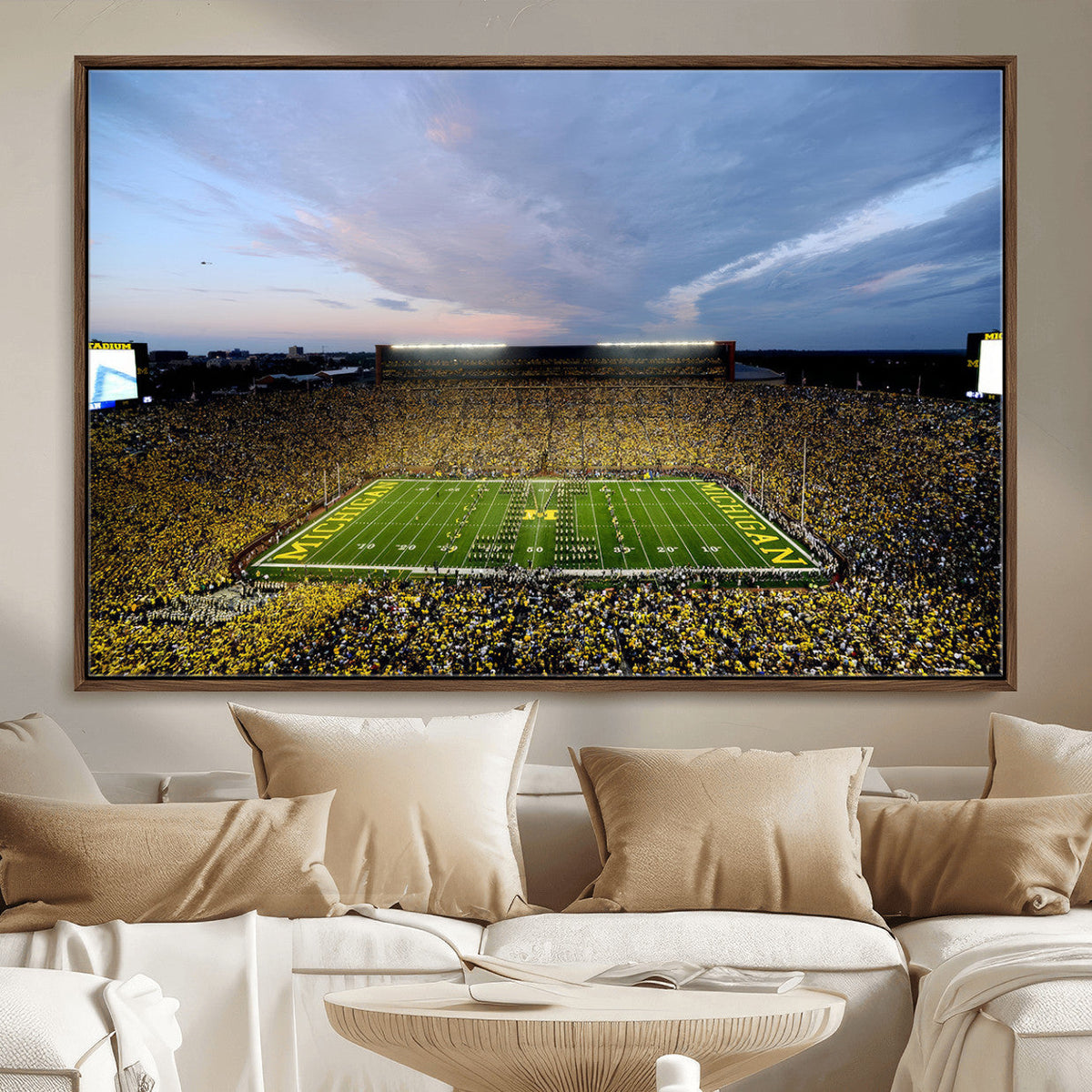 Michigan Stadium Wall Art Canvas Print, Vibrant Game Day