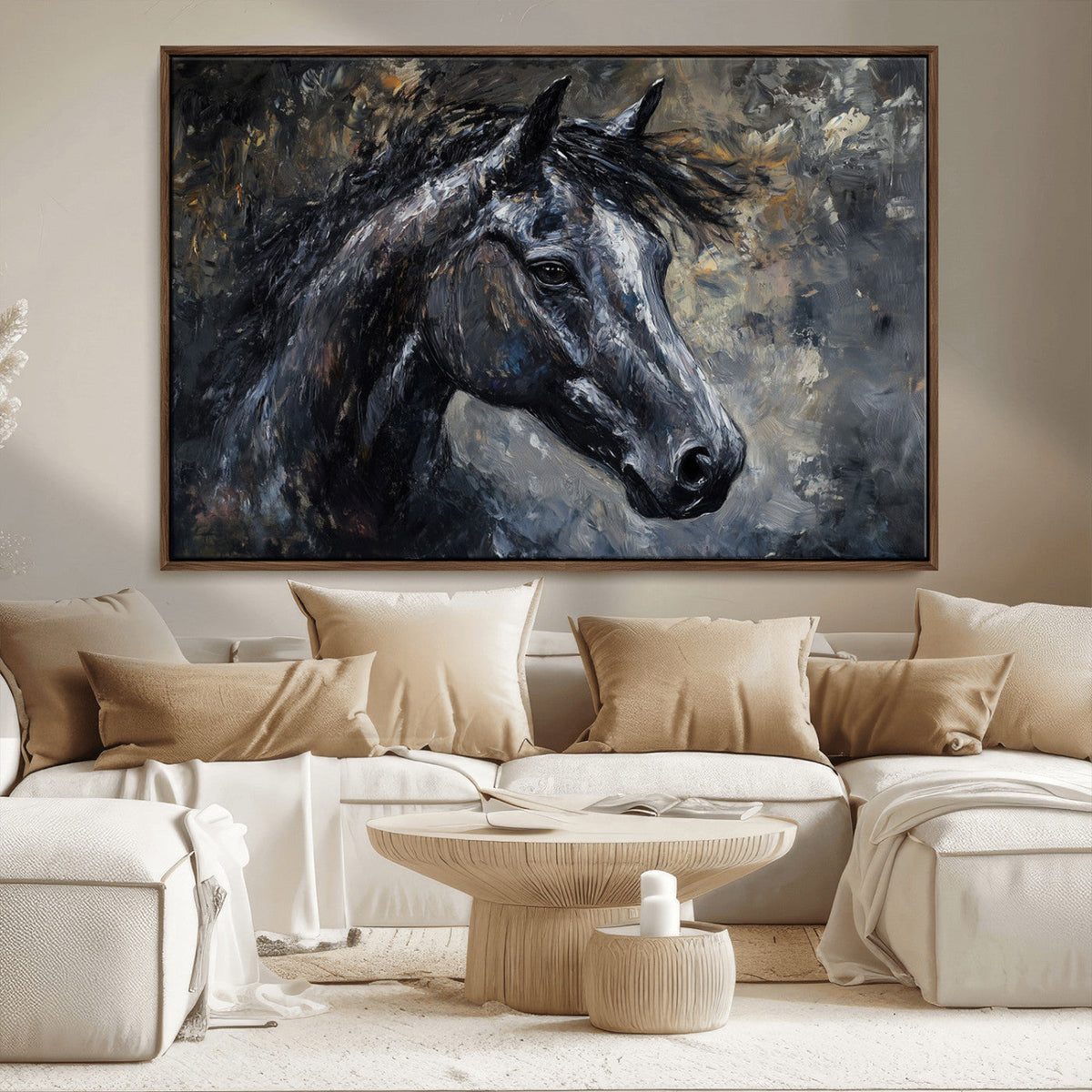 Large Abstract Horse Wall Art Canvas Print | Farmhouse Wall