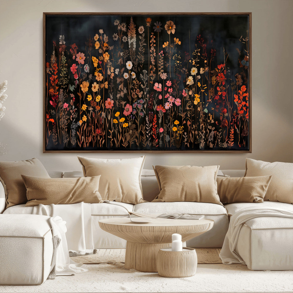 Large Floral Painting Print Illustration Flowers Canvas Wall