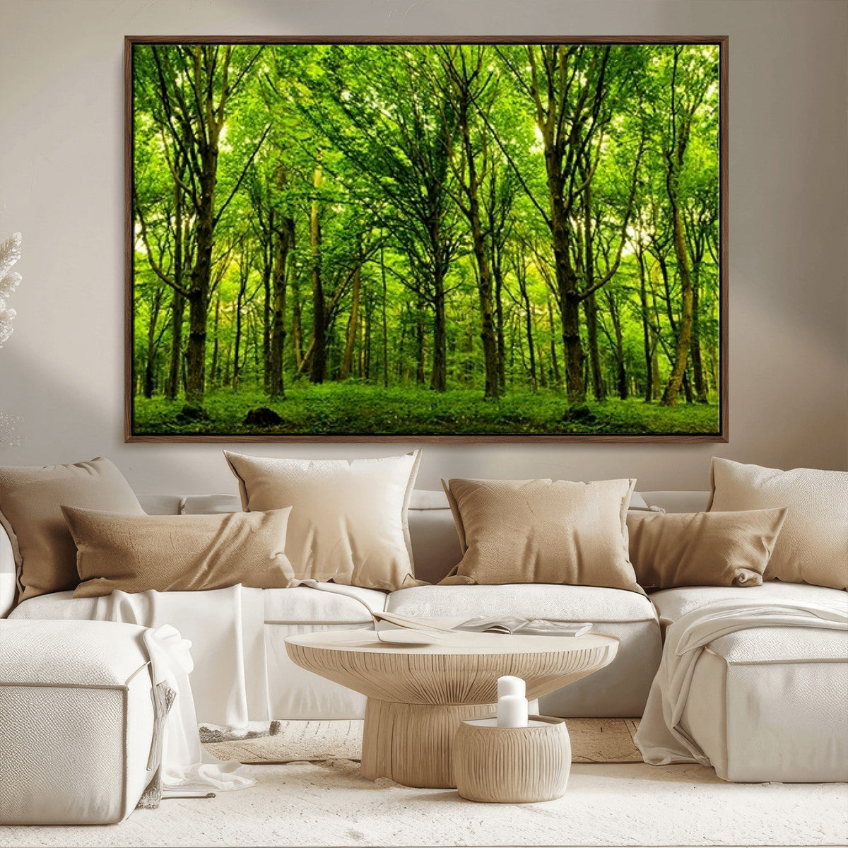 Lush Green Forest Canvas Print | 3-Panel Forest Wall Art |