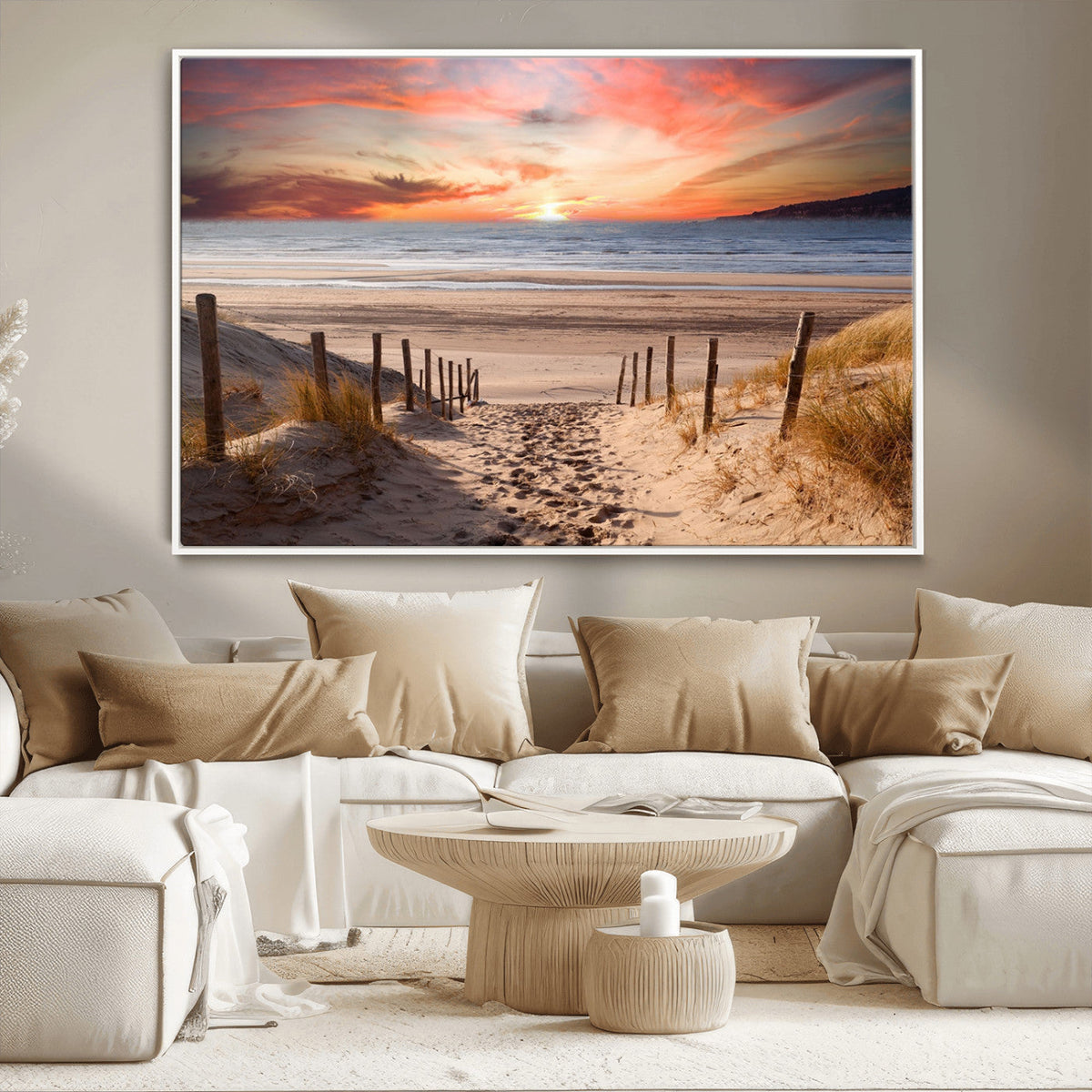 Sunset on the Sea Wall Art Canvas Print