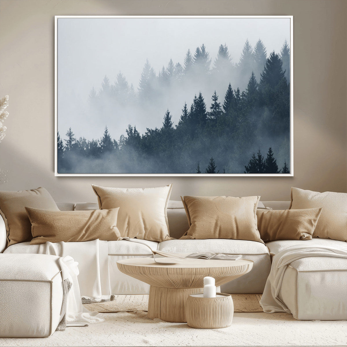 Foggy Pine Forest Wall Art Canvas Print