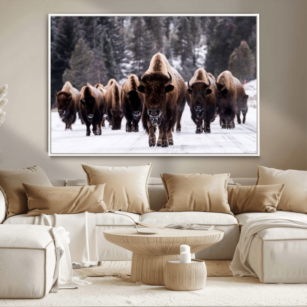 Bison Wall Art Canvas Print- Bison Herd Canvas Wall Art –