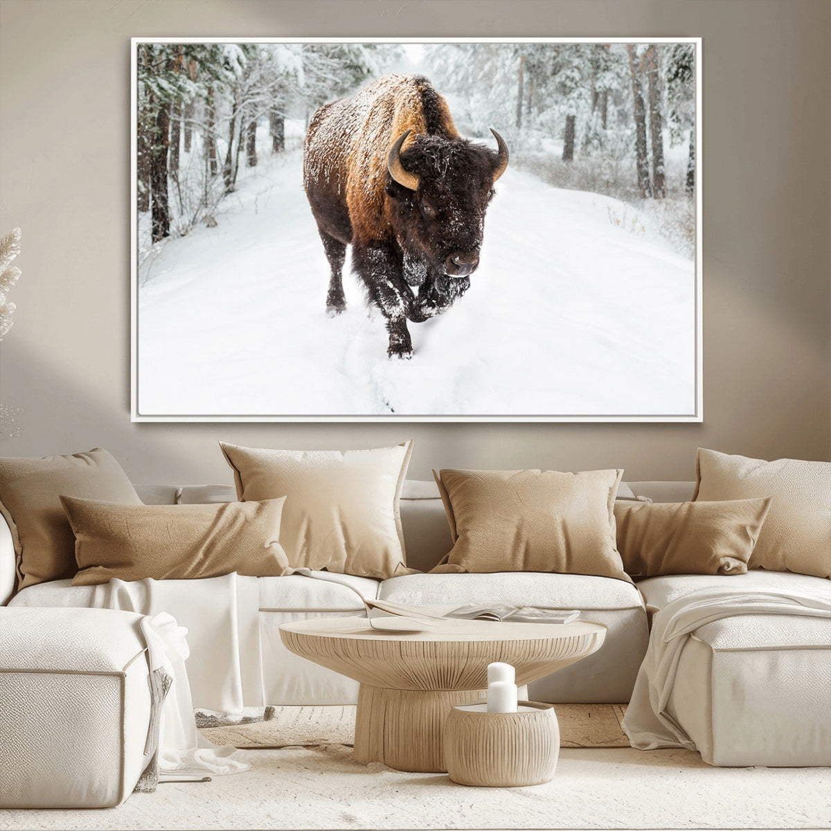 Bison Wall Art Canvas Print For Farmhouse, Animal Canvas