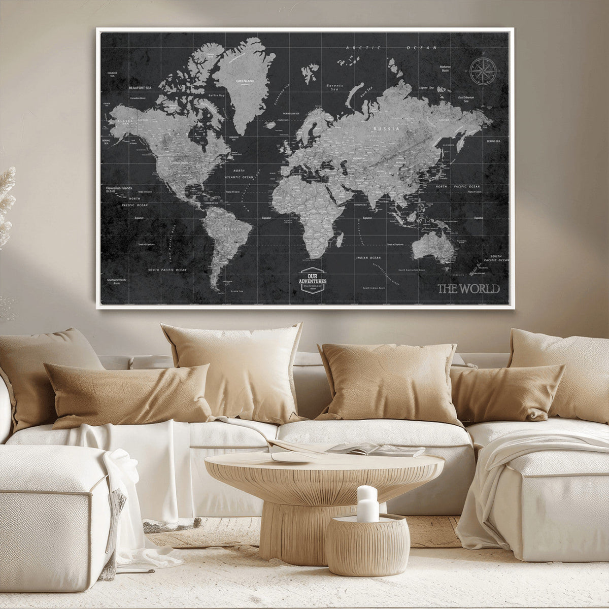 World Map Canvas Print – Detailed Map of the World Wall Art