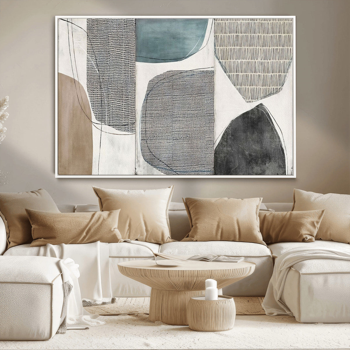 Canvas Print Wall Art Abstract Art Boho, Framed Boho Decor