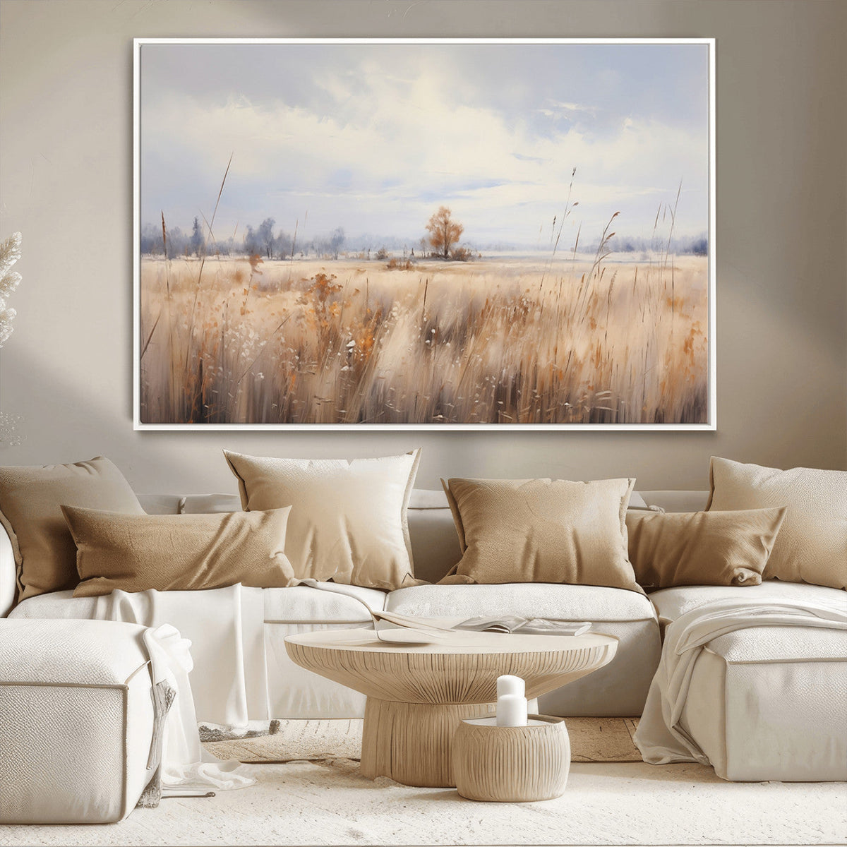Golden Fields Wall Art Print Canvas – Serene Landscape of