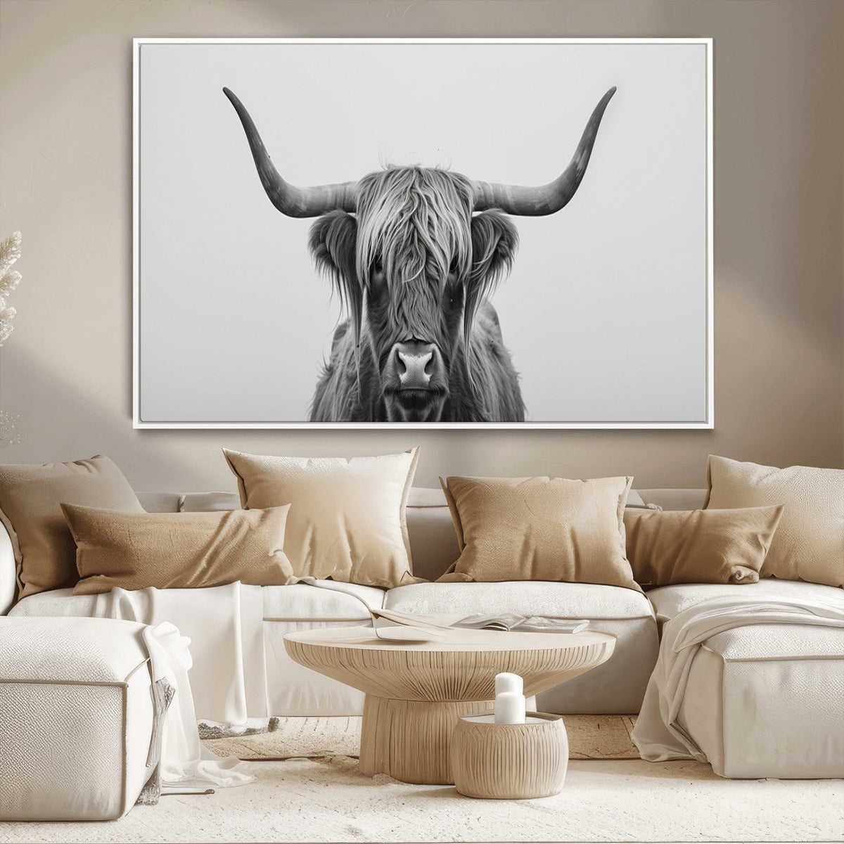 Farmhouse Longhorn Wall Art Canvas Print, Longhorn Texas