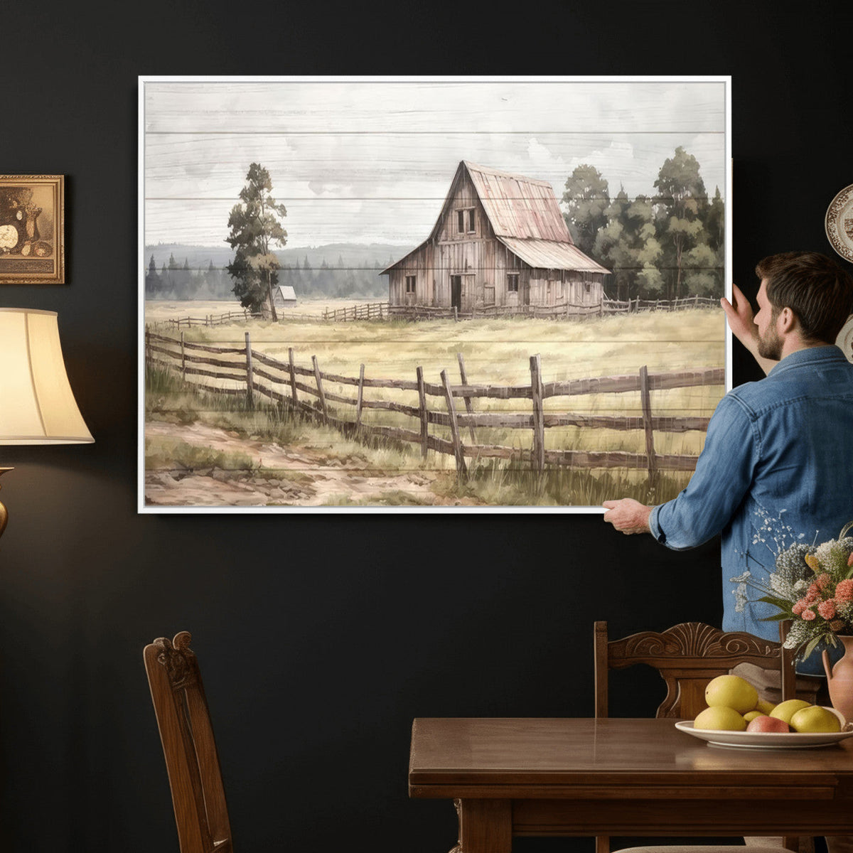 Rustic Farmhouse Barn Wall Art | 3-Panel Framed Gallery Wrap