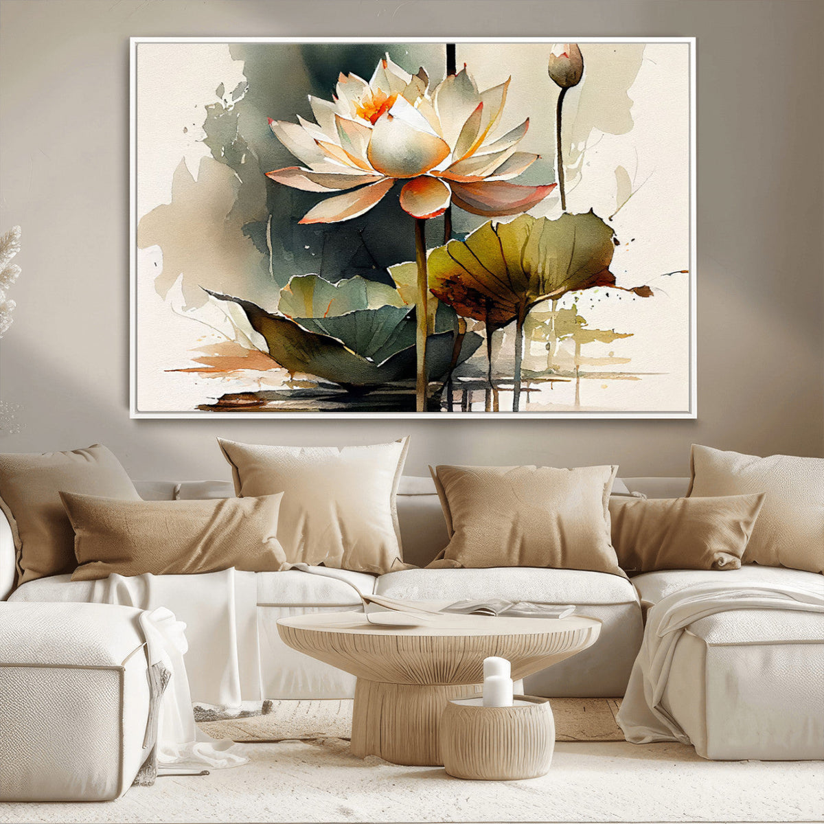 Lotus Flower Watercolor Canvas Print – A Symbol of Serenity