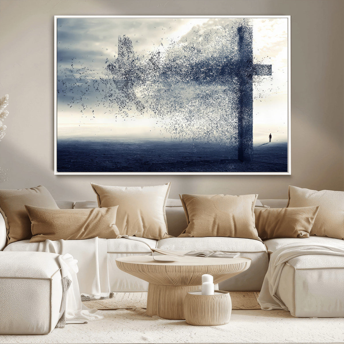 Jesus and the Fading Cross Wall Art Print – Symbol of Faith,