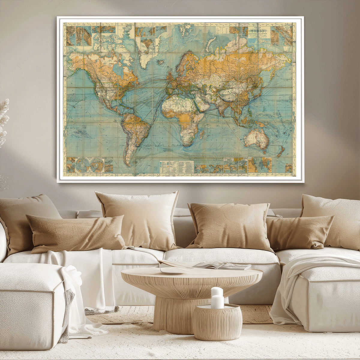 Push Pin World Map Canvas Print – Travel Tracker Wall Art