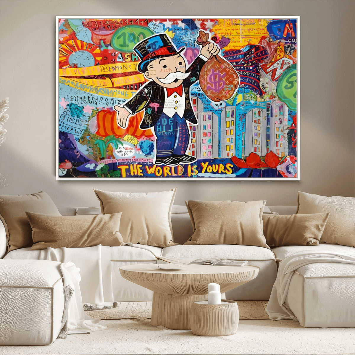 Pop Art Monopoly Man Canvas Wall Art Print - Bold and