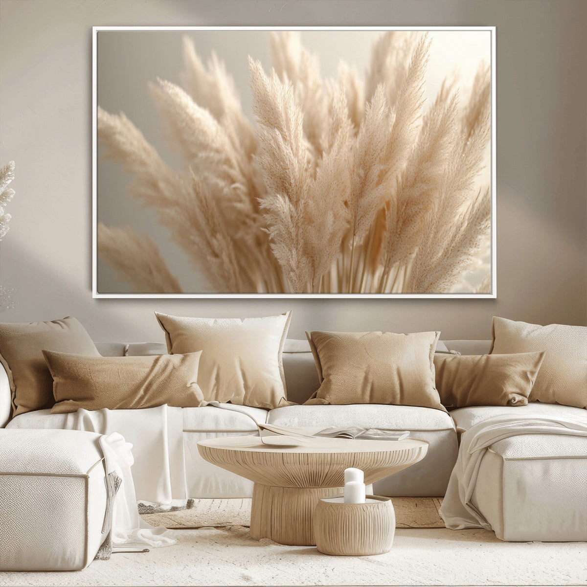Pampas Grass Canvas Wall Art - Elegant Neutral Decor for