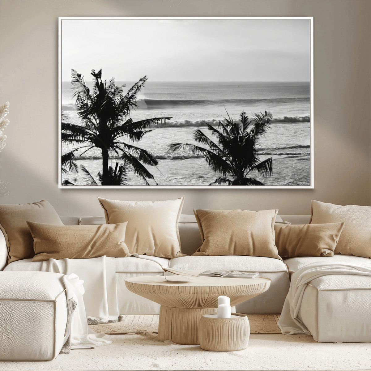Tropical Coastline Wall Art Canvas Print – Framed Palm Trees