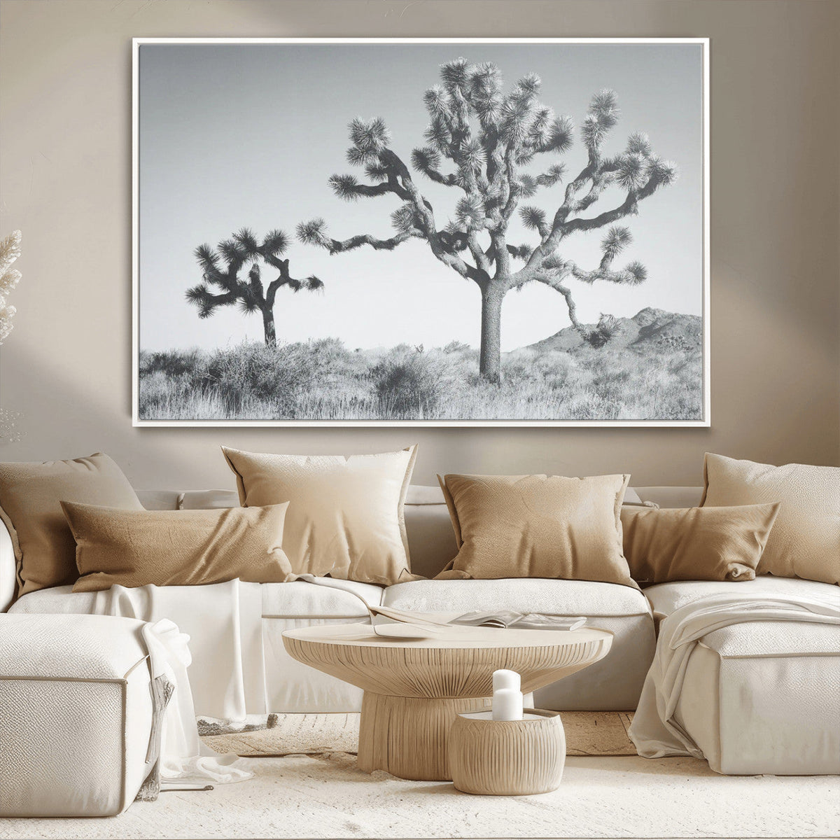Joshua Tree Wall Art Canvas Print – Framed Black White