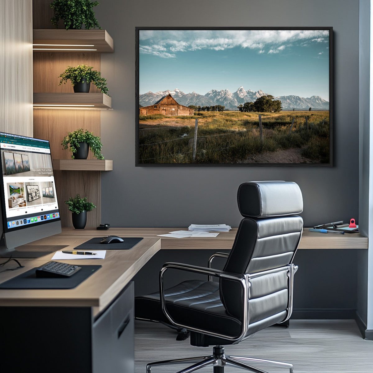 Rustic Farmhouse Wall Art Canvas Print – Teton Range Mormon