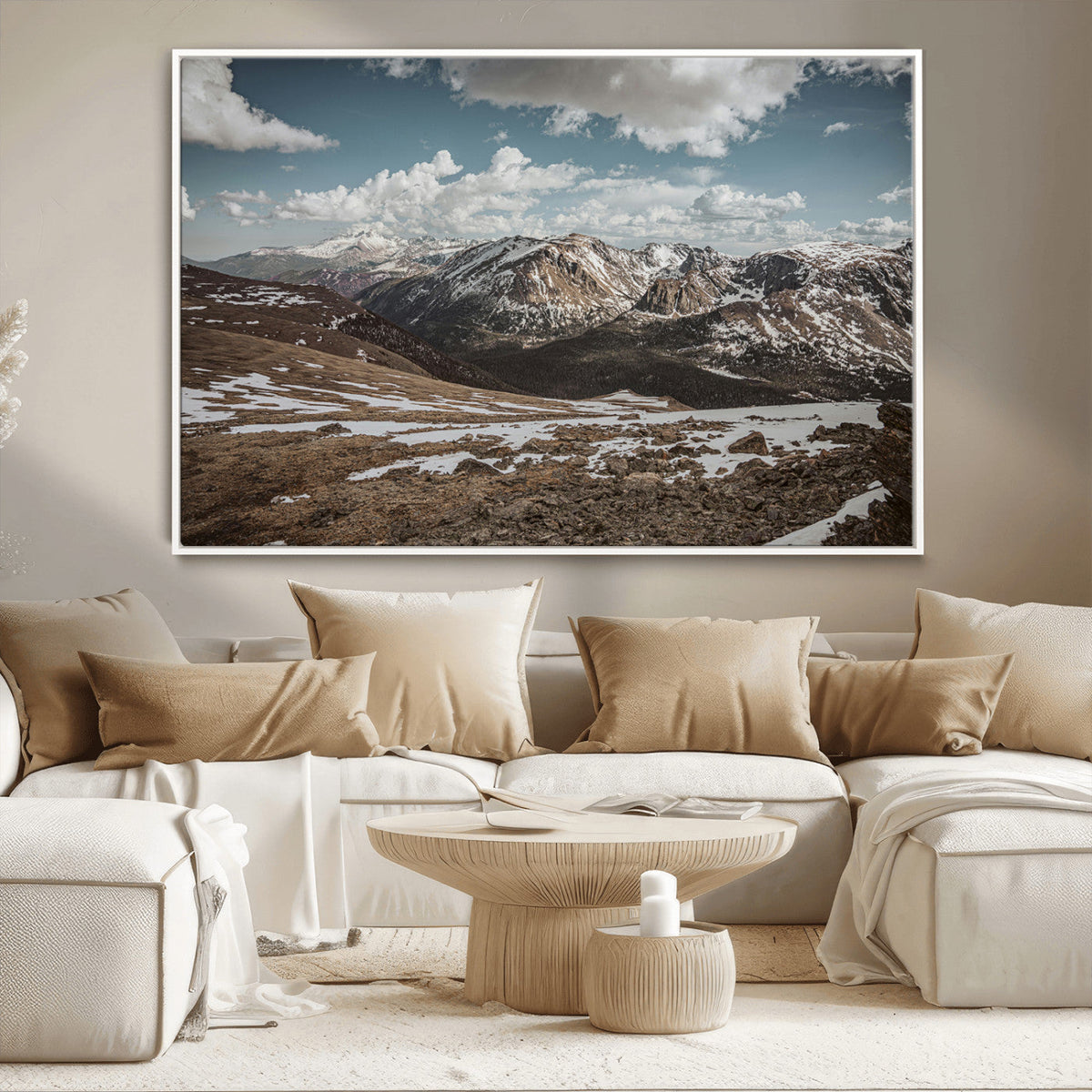 Mountain Landscape Wall Art Canvas Print – Framed Snowy