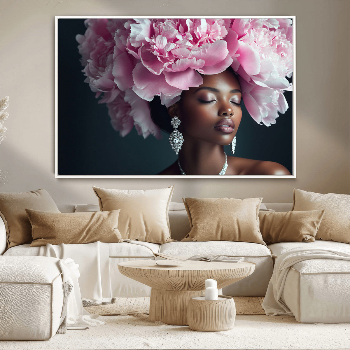 Black Beauty Petal Crown Wall Art Canvas Print – Floral