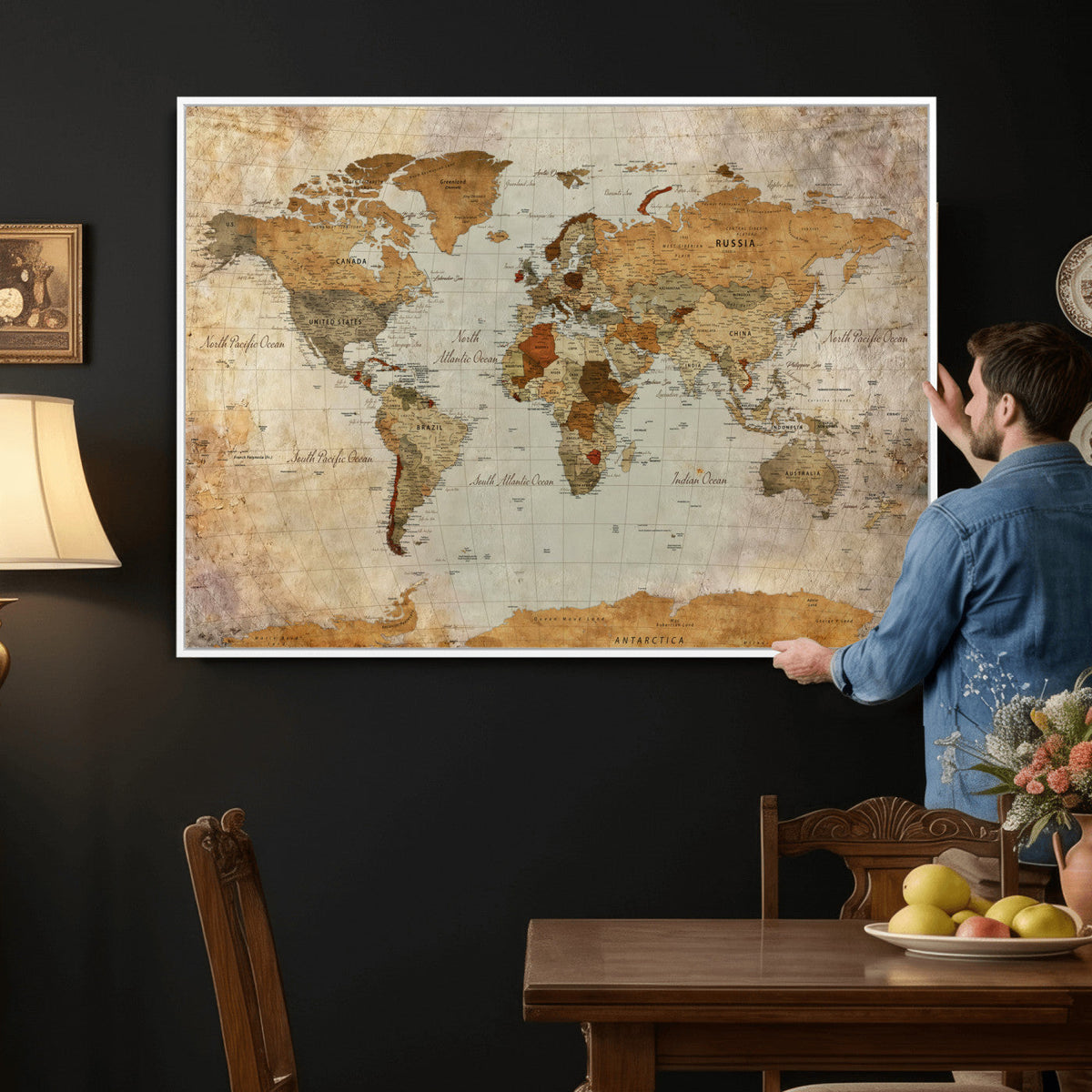 World Map Canvas Print – Detailed Map of the World Wall Art