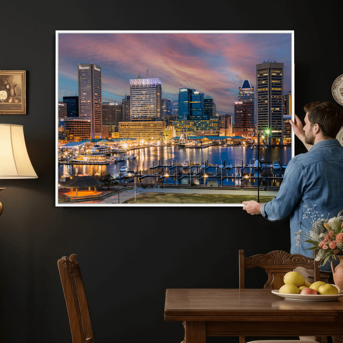 Baltimore Skyline Wall Art Canvas Print, Baltimore Downtown