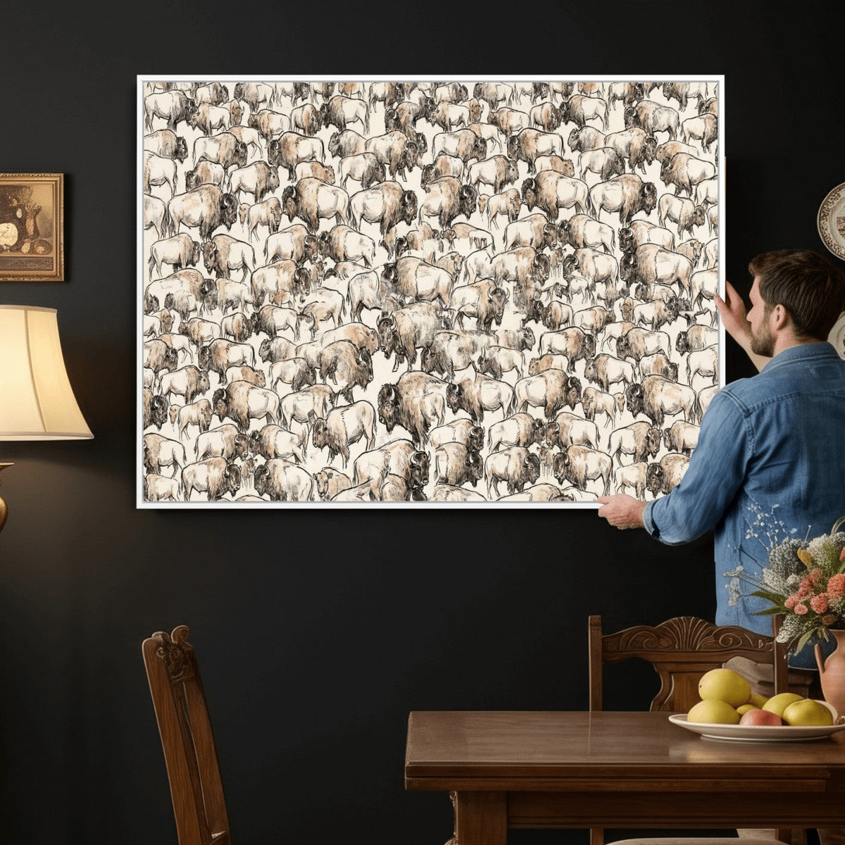 American Bison Canvas Print - Abstract Buffalo Wall Art