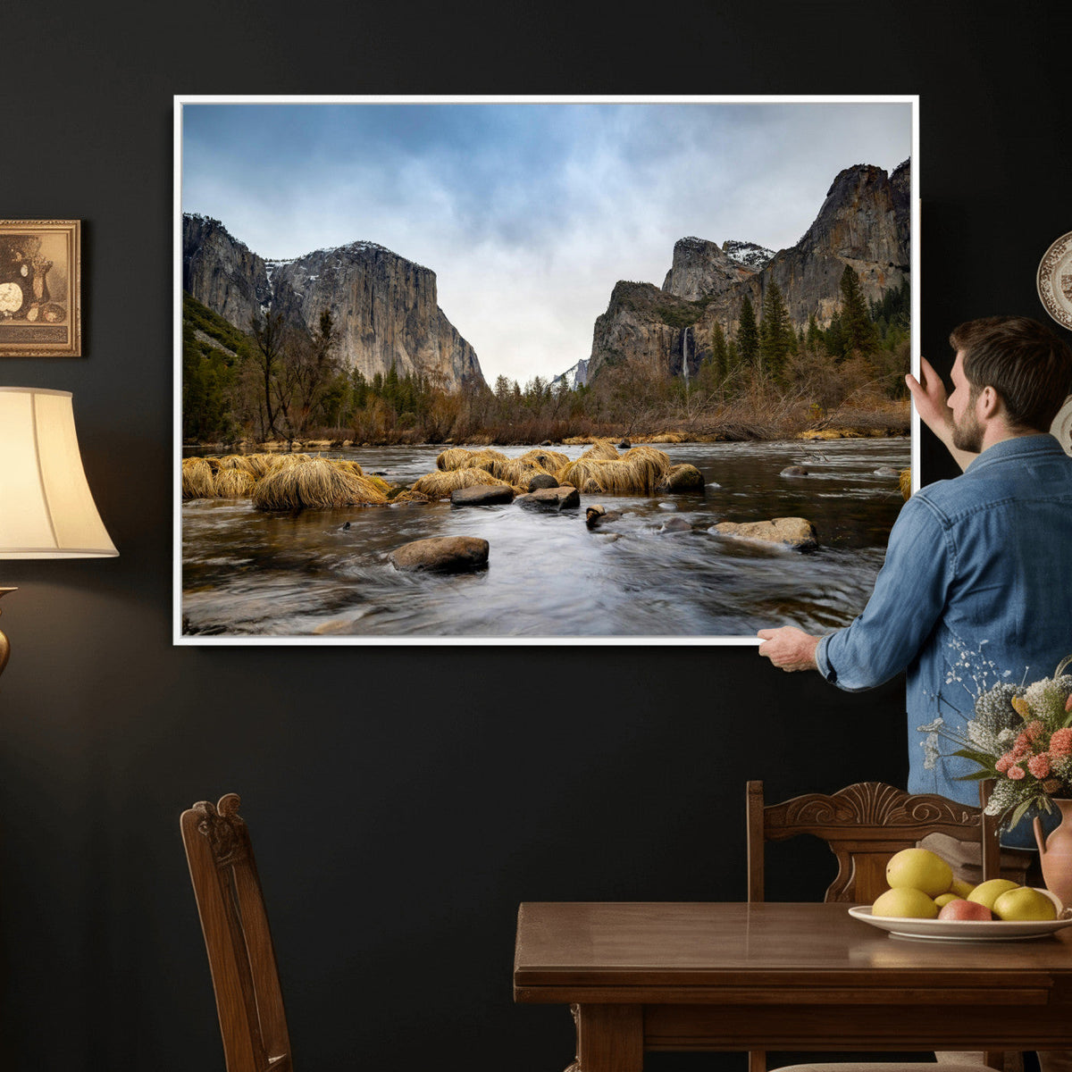 Yosemite Valley Mountain Landscape Wall Art Canvas Print,