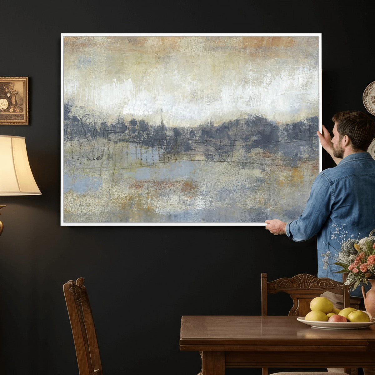 Abstract Neutral Landscape Painting Wall Art