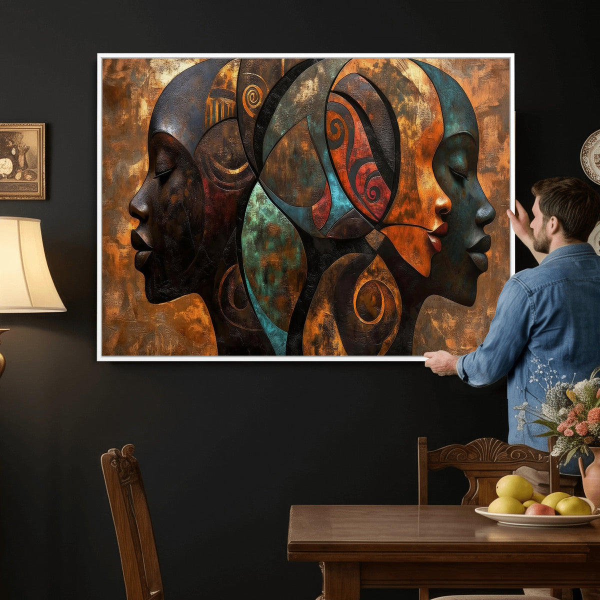 Abstract Afro American Women Wall Art Canvas Print