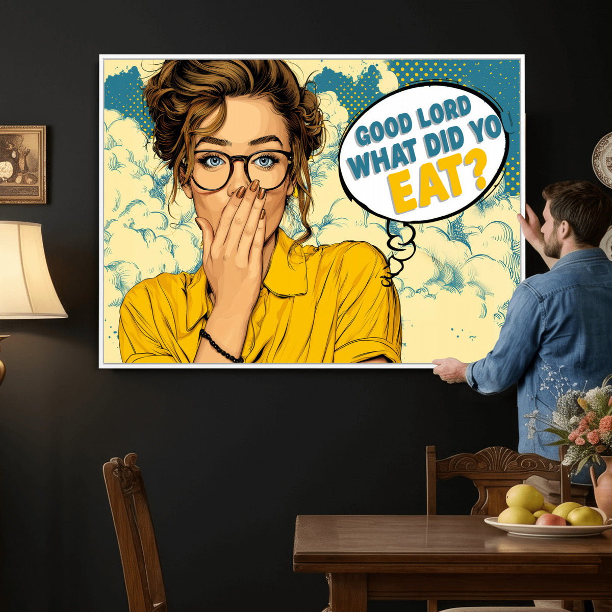 Pop Art Print Bathroom Sign Wall Art Canvas Print — Funny