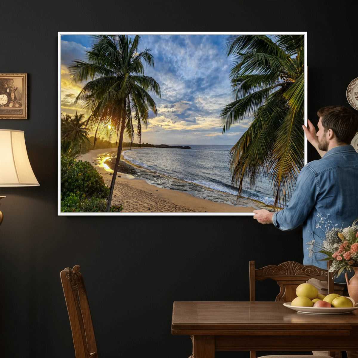 Mar Chiquita Beach Puerto Rico Canvas Wall Art, Manati Caribbean Coastal Photography Print, Tropical Ocean Sunset Decor