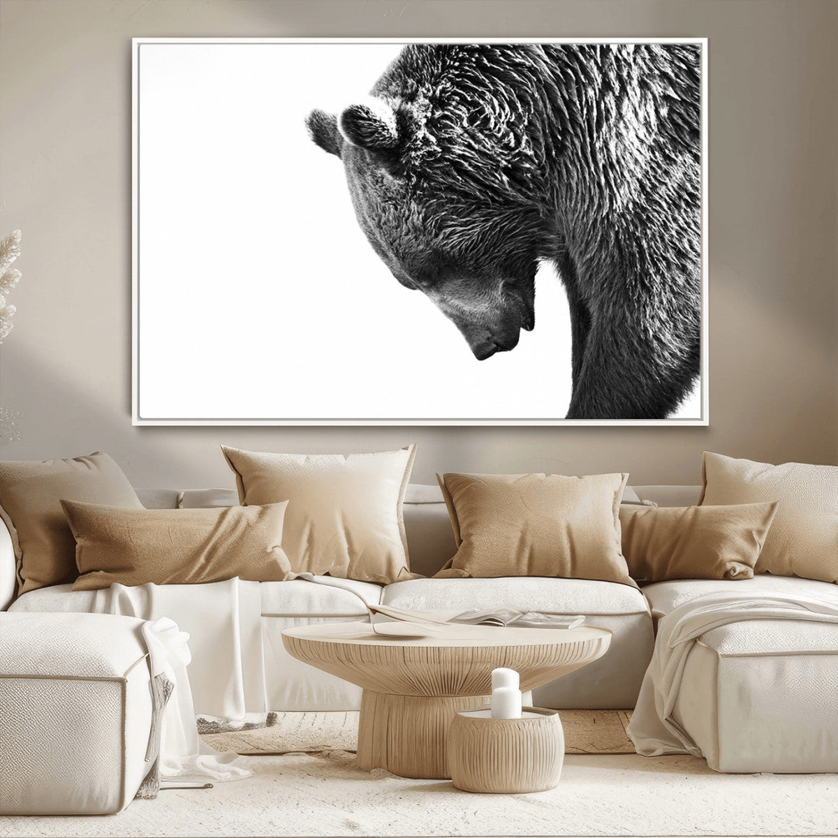 Black and White Grizzly 399 Bear Canvas Print Wall Art |