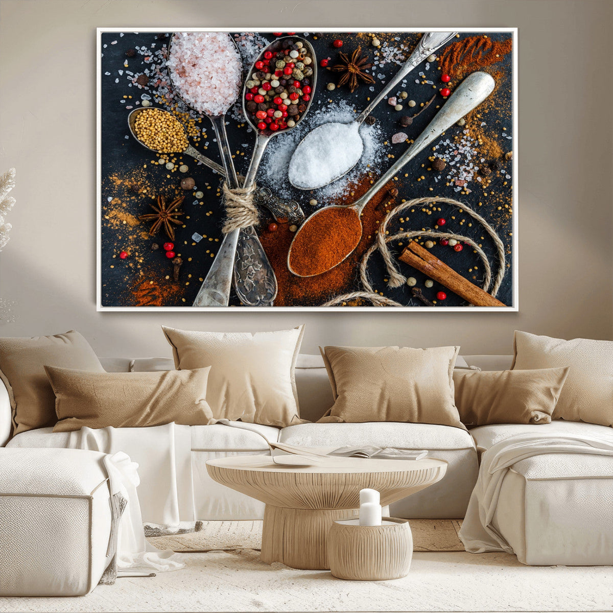 Spices and Seasonings Canvas Wall Art – Colorful Triptych