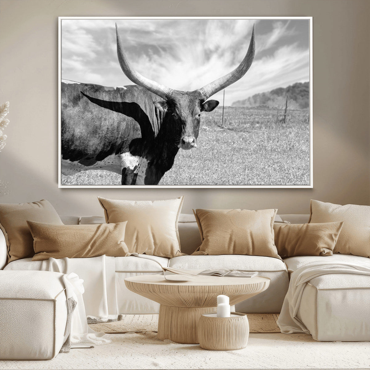 Cattle Wall Art Longhorn Cow Canvas Print