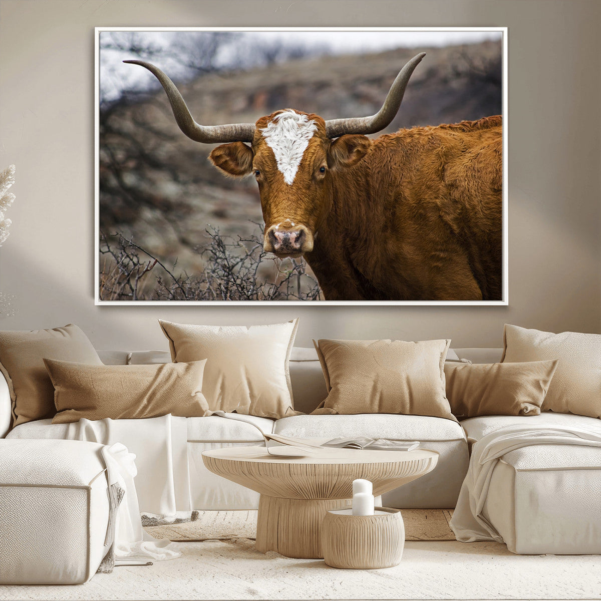 Texas Longhorn Canvas Wall Art - Longhorn Steer Canvas Wall
